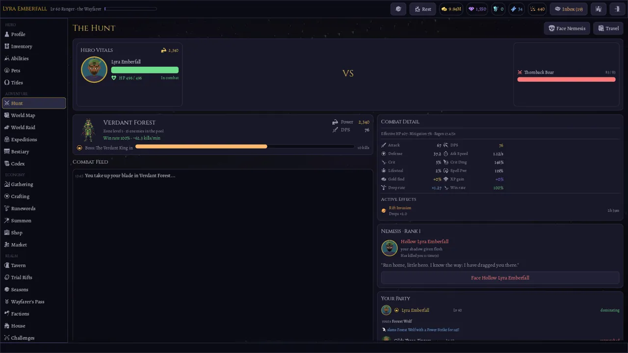 Idle auto-combat in AwayWard