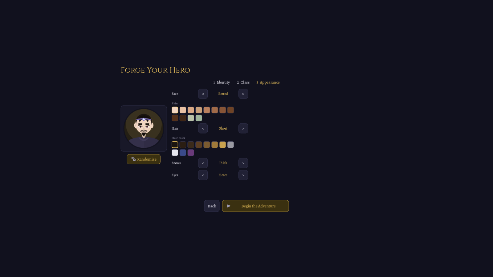 Character creator appearance step