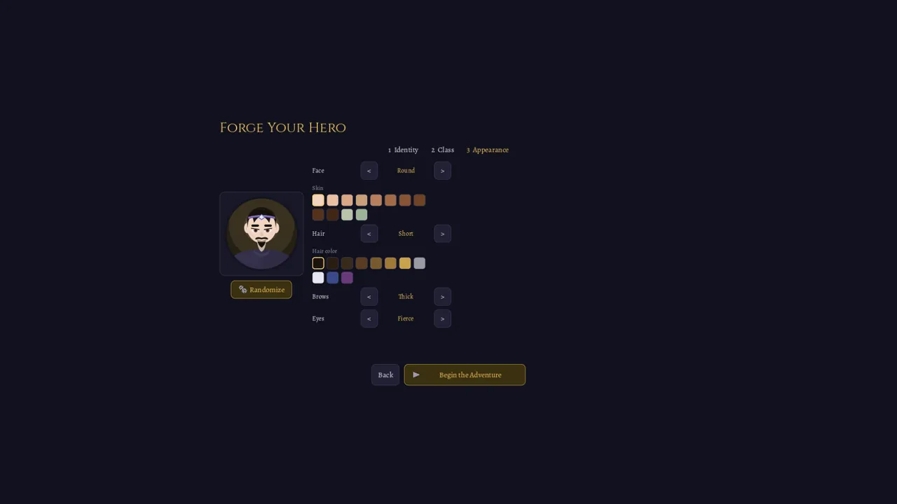 Character creator appearance step